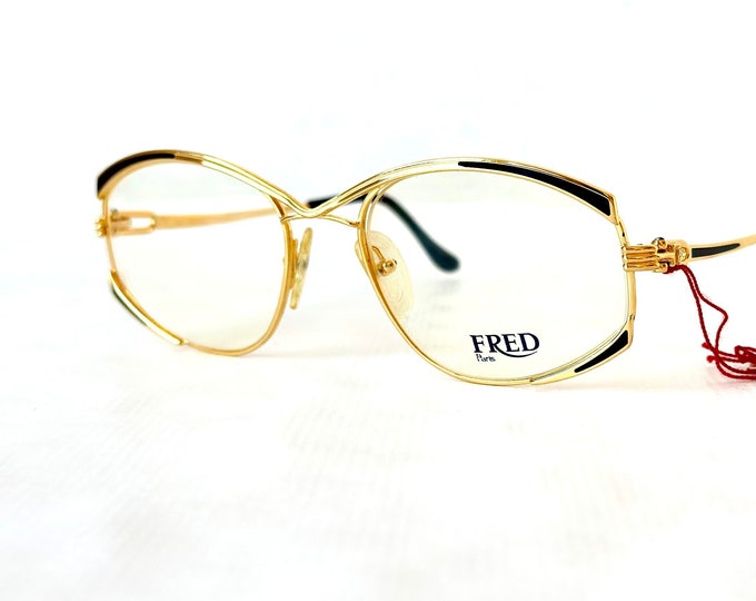 Vintage Fred Force 10 Joyau 22k Gold Glasses Full Set New Old Stock Made in France in 1989