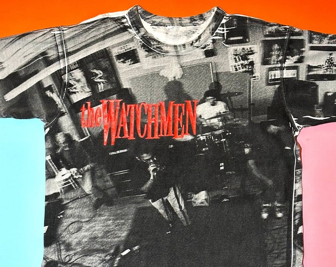 Vintage 1993 The Watchmen McLaren Furnace Room All Over Print T-Shirt Single Stitch Size XL