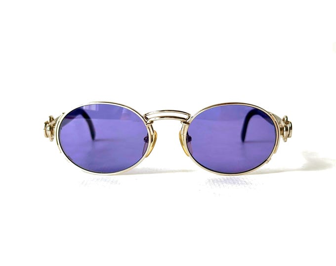 Vintage Jean Paul GAULTIER Sunglasses: Silver Frame, Purple Lenses (New Old Stock)