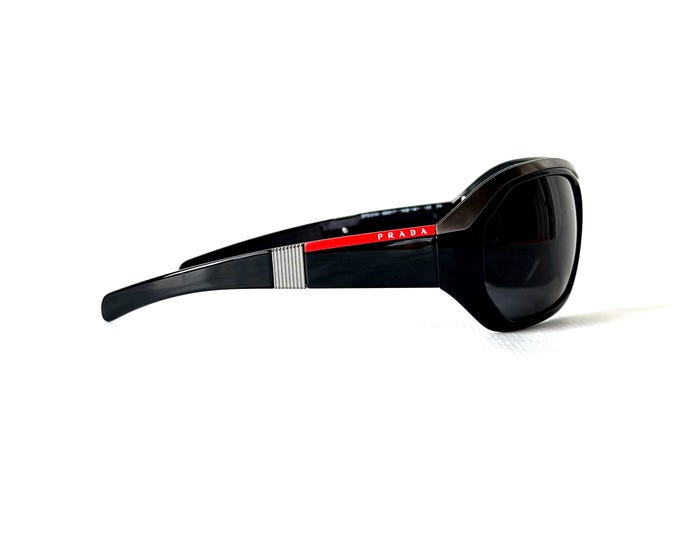 Vintage Prada Linea Rossa Sunglasses: SPS 01H Brushed Metal Shield, 1999