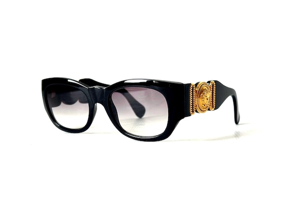 イタリア製ヴィンテージ化粧鏡 Vintage Gianni Versace 413/A Sunglasses Black Gold New Old Stock