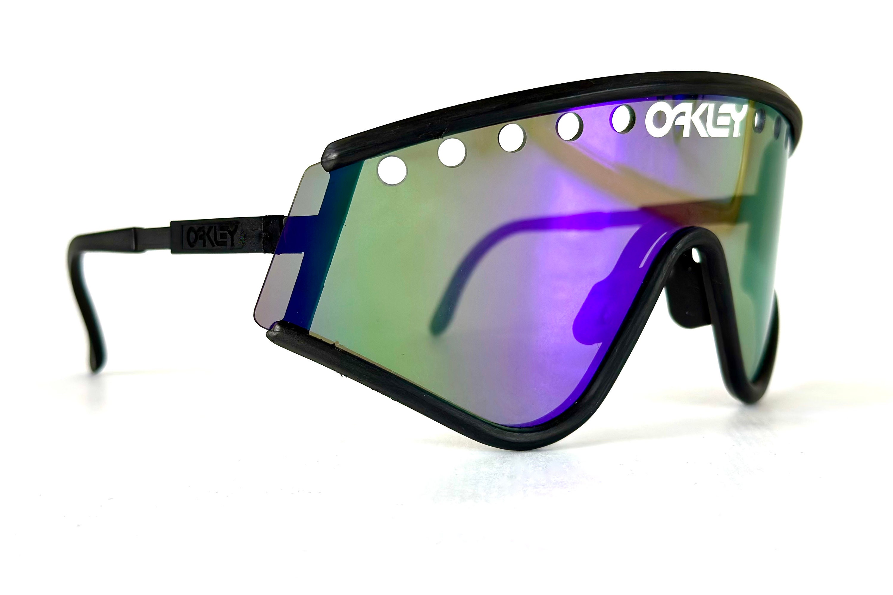 Vintage 1988 Oakley Factory Pilot Eyeshade Sunglasses Full Set Including Vented Violet Iridium
