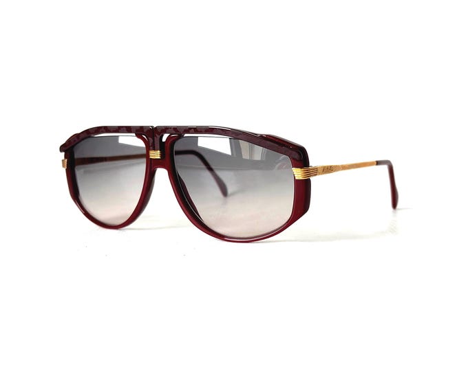 Vintage Avus 408 Sunglasses: Burgundy Acetate, Gold Accents, 1980s West Germany
