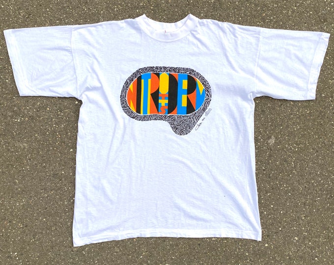 Vintage 1980s Cazal Cari Zalloni for Ciba Nitroderm TTS T-Shirt Made in Switzerland Size XL