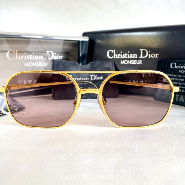 Vintage 1980er Christian Dior Monsieur 20k Vergoldete TITANE 2364 Sonnenbrille – Komplettes Set – New Old Stock – Made in Japan