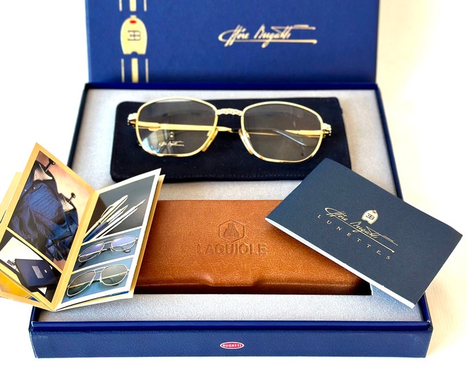 Vintage Bugatti EB 507 Brille New Old Stock Inklusive Original Box und Softcase Made in France in den 1980er Jahren