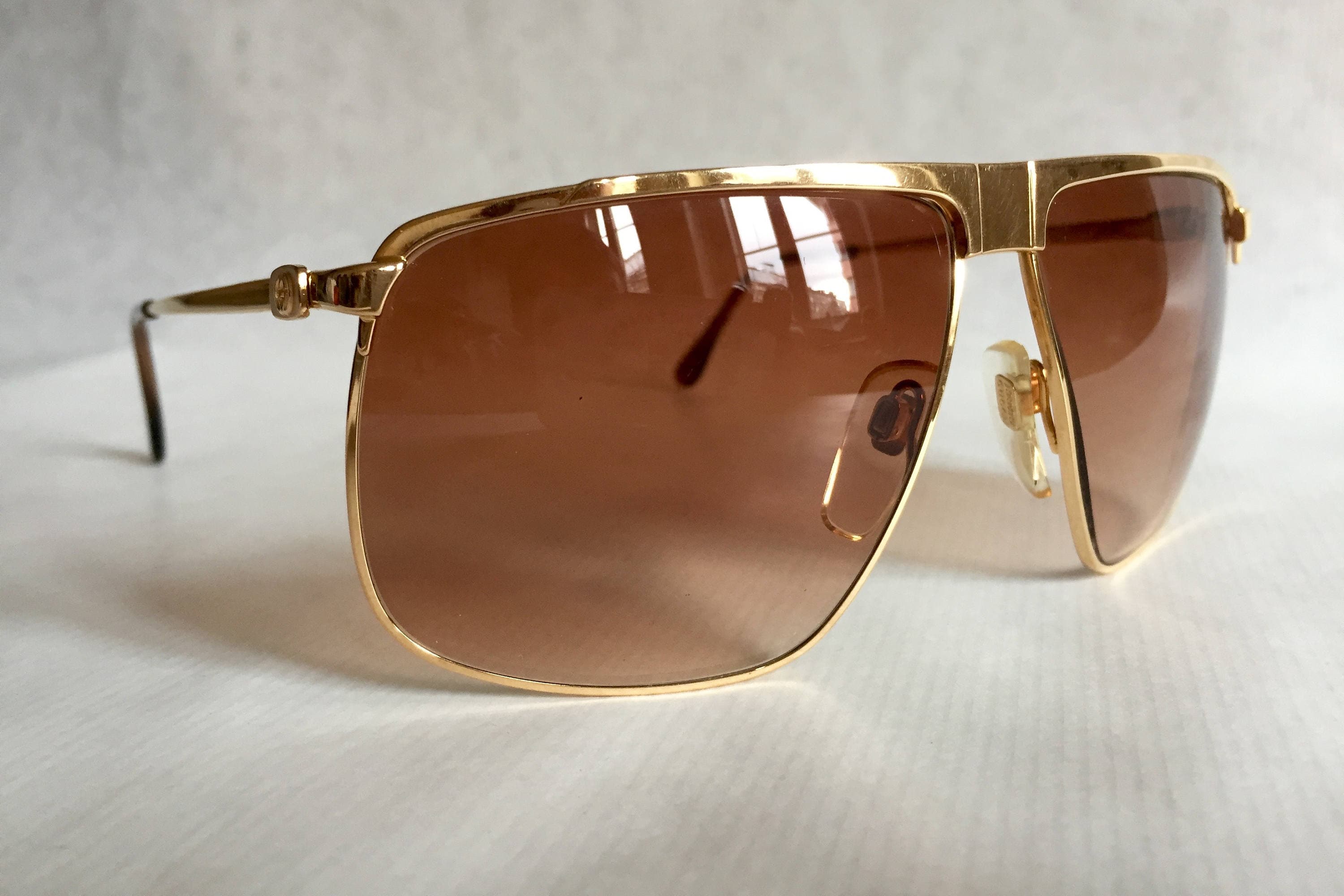 Gucci Gg40 22kt Gold Vintage Sunglasses New Old Stock Including Original Box