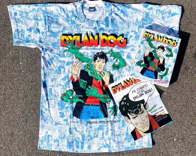 Vintage 1992 Dylan Dog All Over Print T-Shirt – Including Box and Poster – Screen Stars – Single Stitch – New Unworn Deadstock