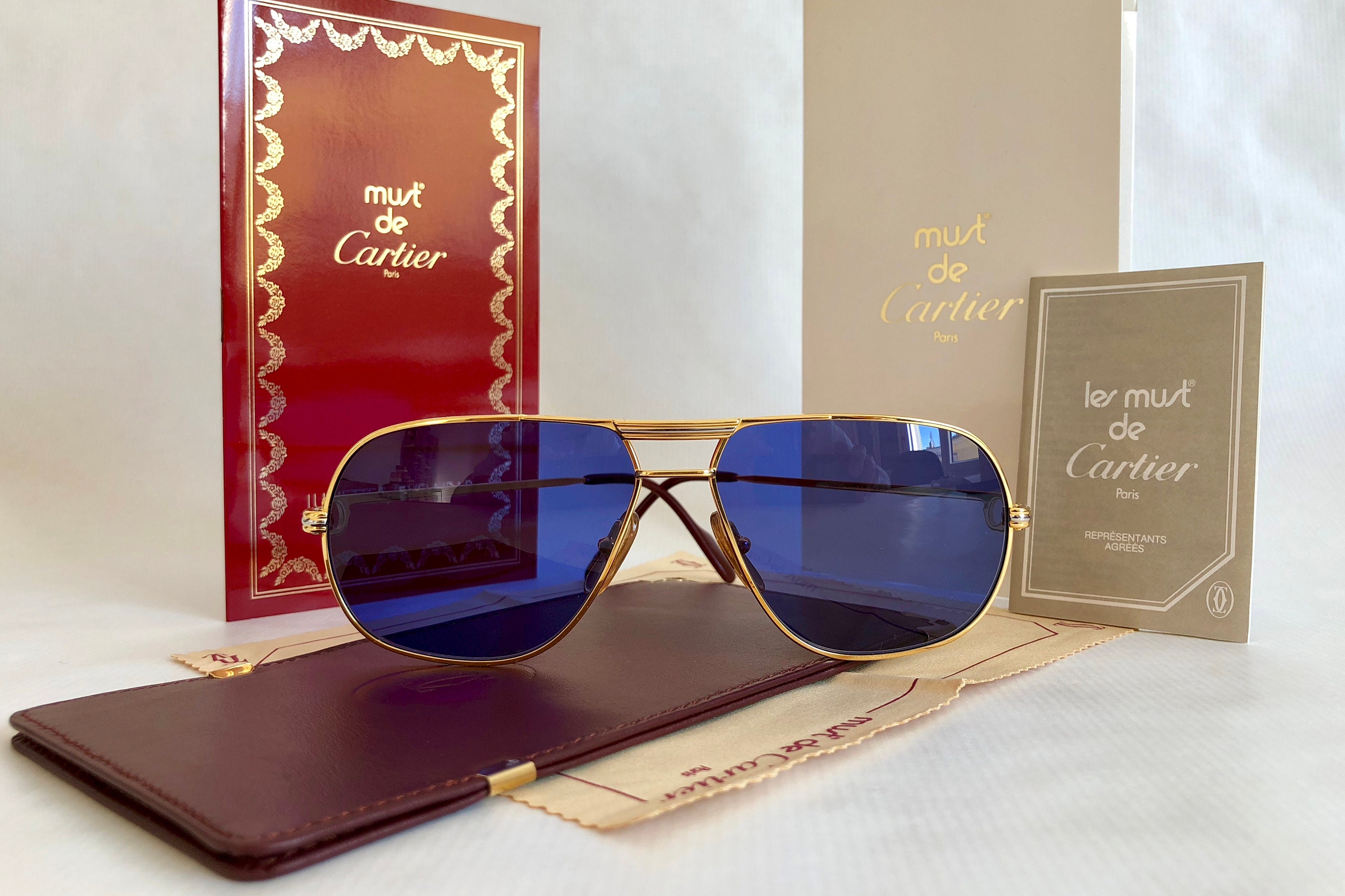 Cartier Tank First Edition 1988 Vintage Sunglasses 18k Gold Plated  including Leather Softcase & Booklets