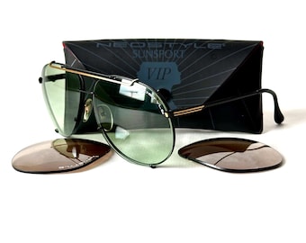 Vintage Neostyle Sunsport VIP Sunglasses New Old Stock Full Set Made in West Germany in the 1980s