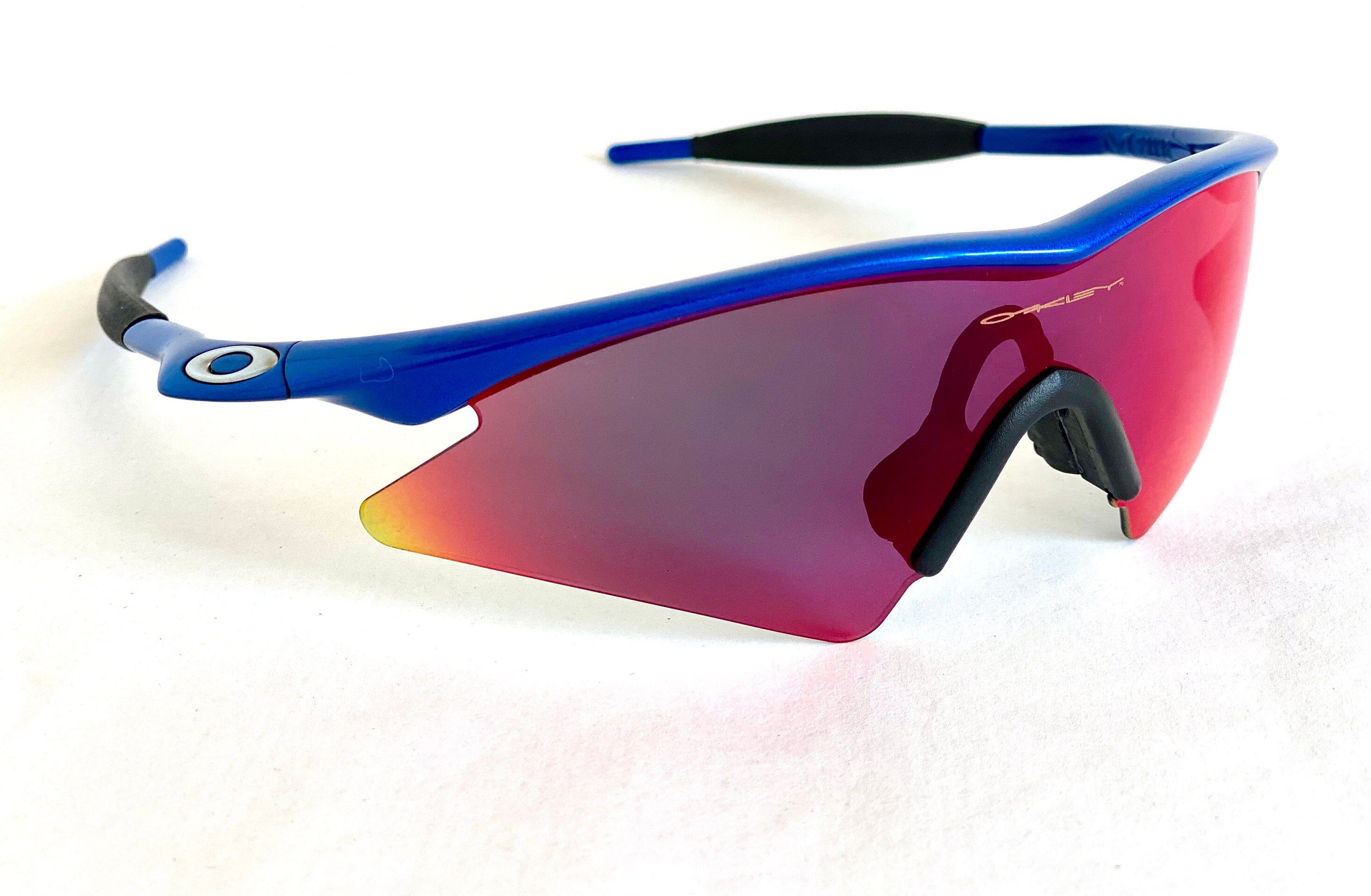 1999 Oakley New M Frame New Blue Red Iridium Sweep Blue Iridium Strike Vintage Sunglasses Full