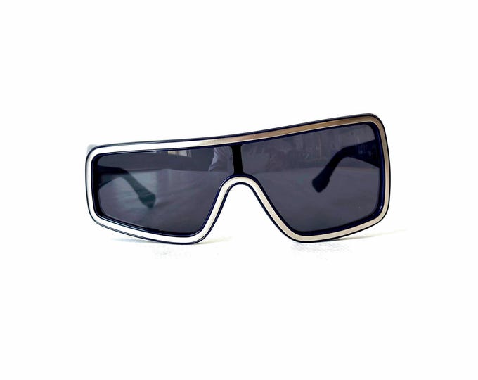 Vintage Diesel DL 0056 Sunglasses: Asymmetric Blue Acetate Frame, 1990s New Old Stock