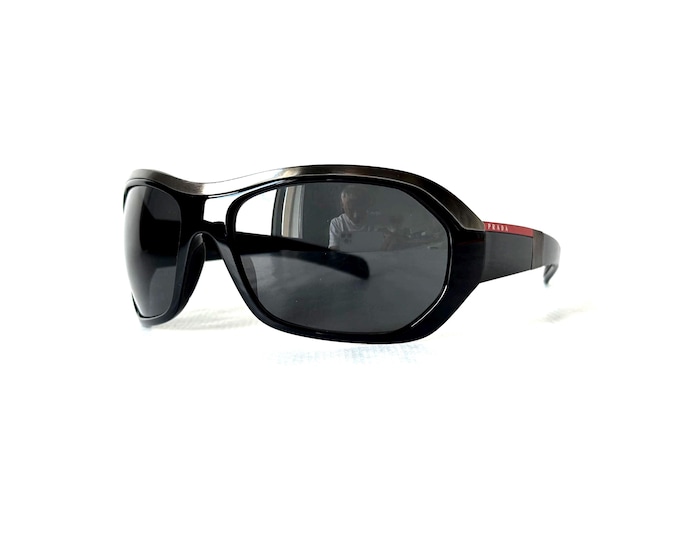 Vintage Prada Linea Rossa Sunglasses: SPS 01H Brushed Metal Shield, 1999