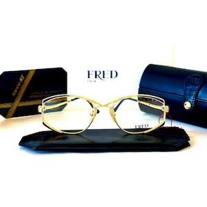 Ensemble complet de lunettes Fred Force 10 Joyau vintage en or jaune 18 carats, neufs, ancien stock, fabriqués en France en 1989