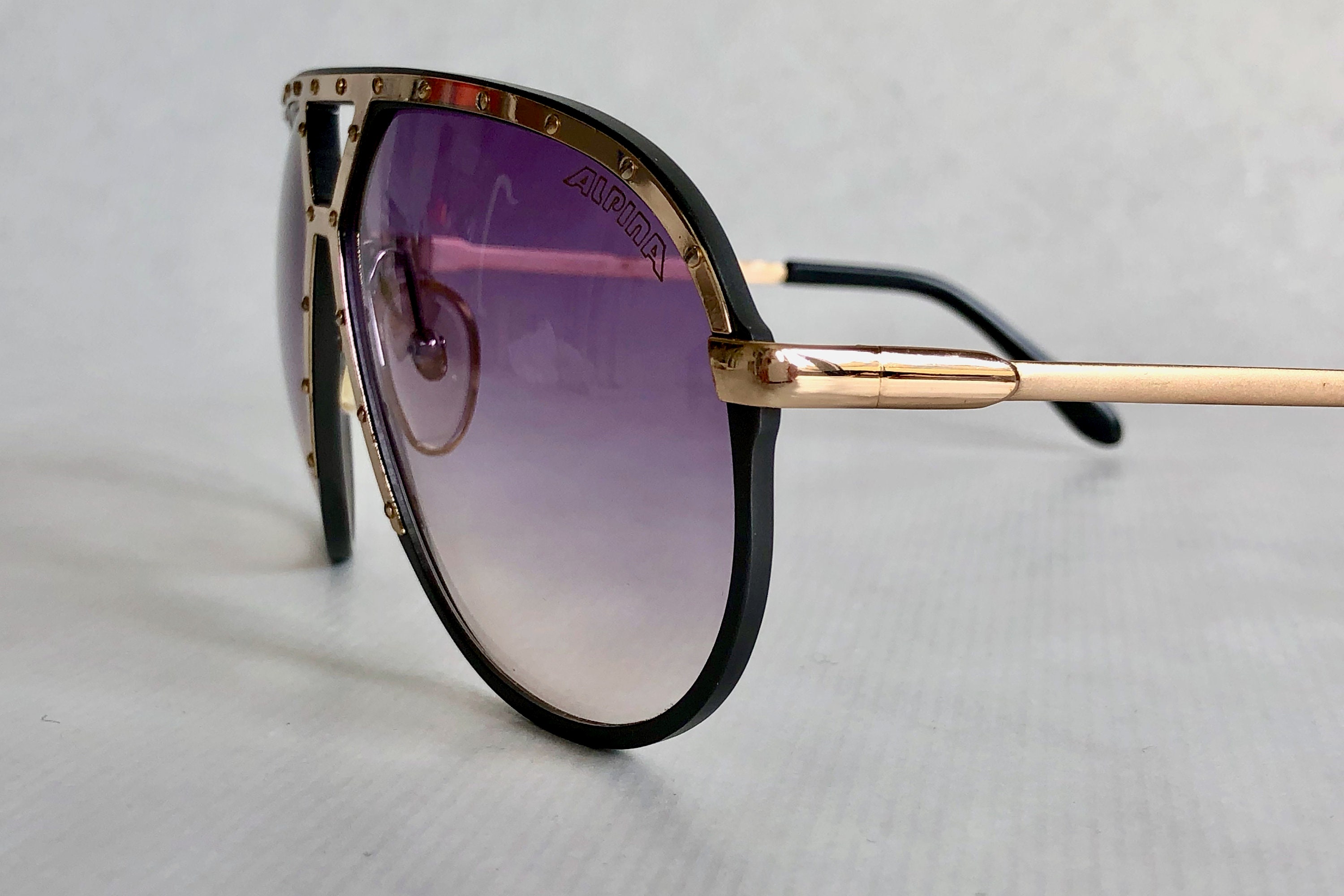Alpina M1 Grey/Silver/Gold Vintage Sunglasses – Full Set – New Old Stock