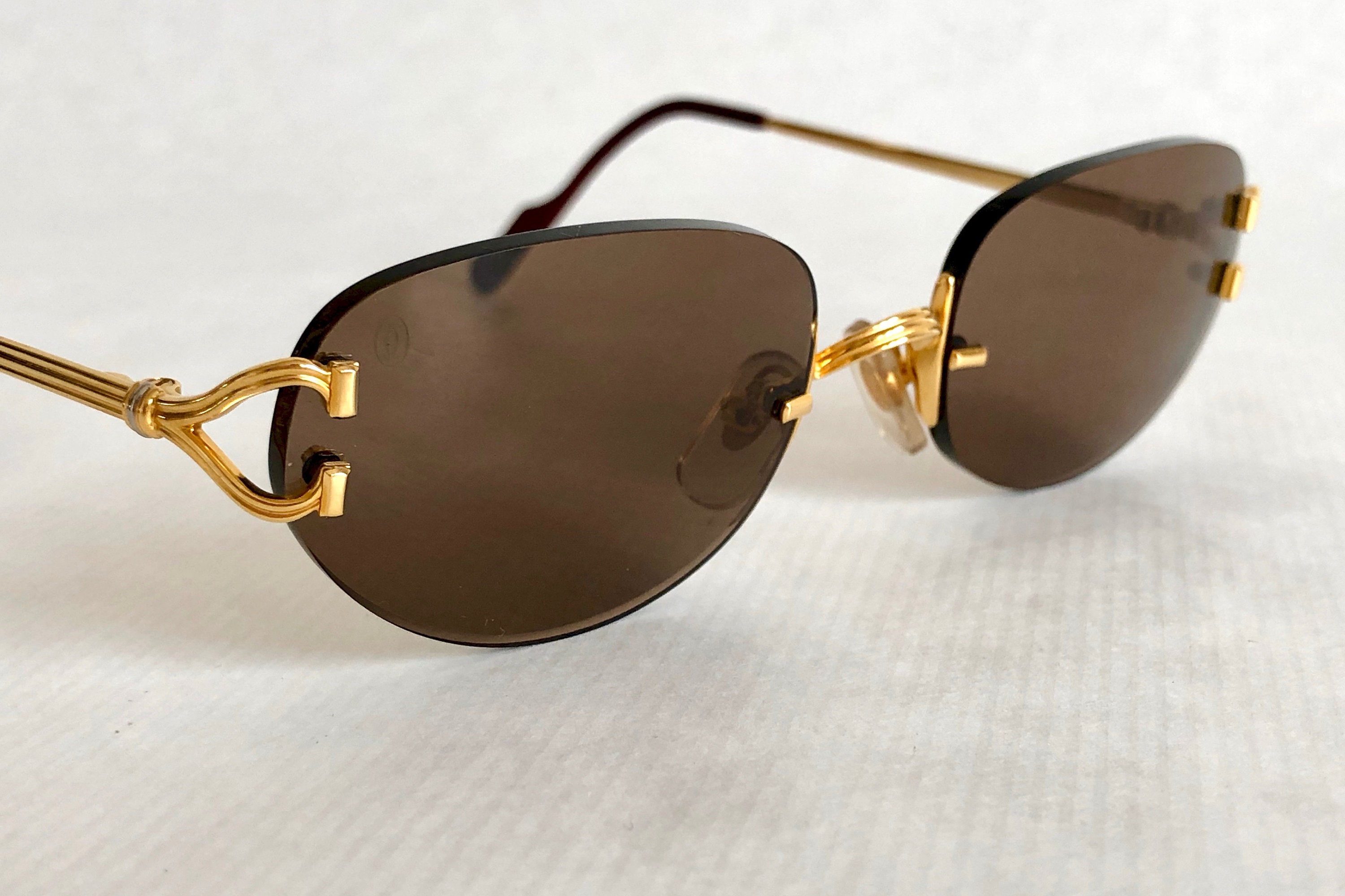 Cartier Portofino 22K Gold Vintage Sunglasses Full Set with 2 Cases