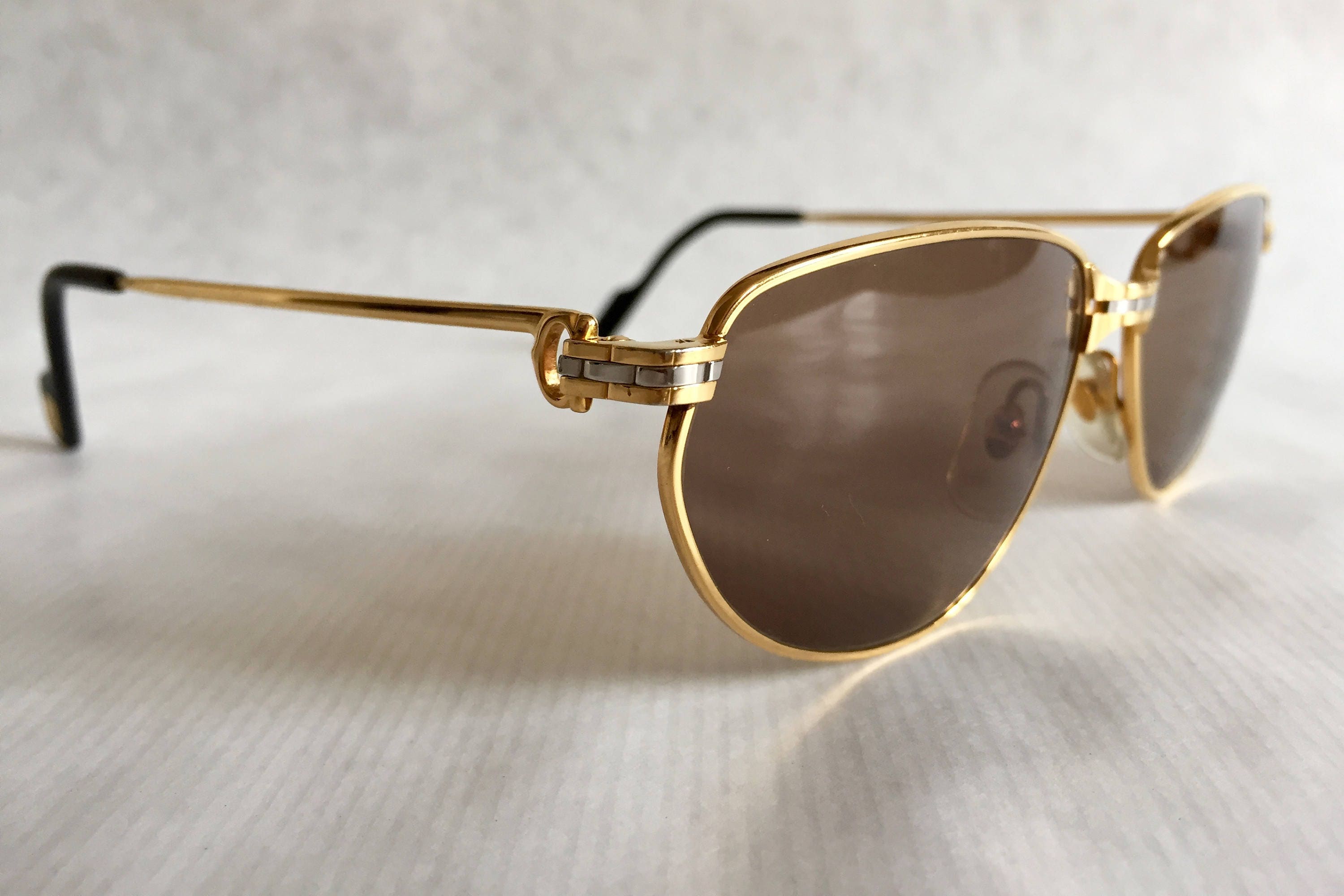 Cartier Panthère Windsor Vintage Sunglasses 18kt Gold Plated including ...