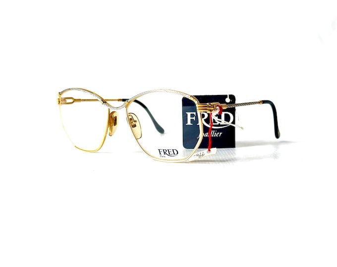 Vintage Fred Force 10 Cythere Glasses 22k Gold Full Set New Old Stock Made in France in 1989