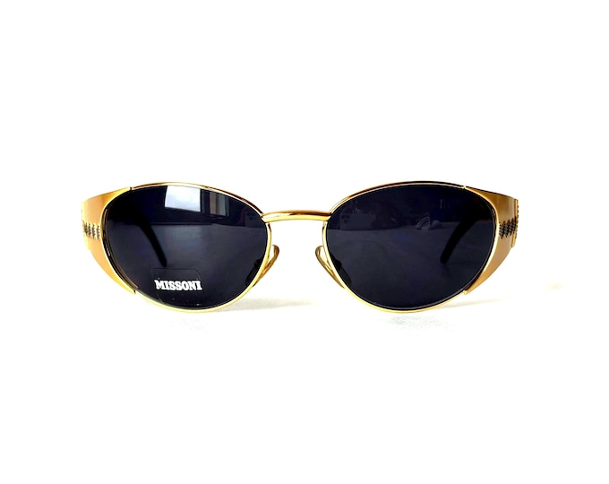 Vintage Missoni Sonnenbrille M436: Gold Wrap Frame, 1990s Italienisches Design