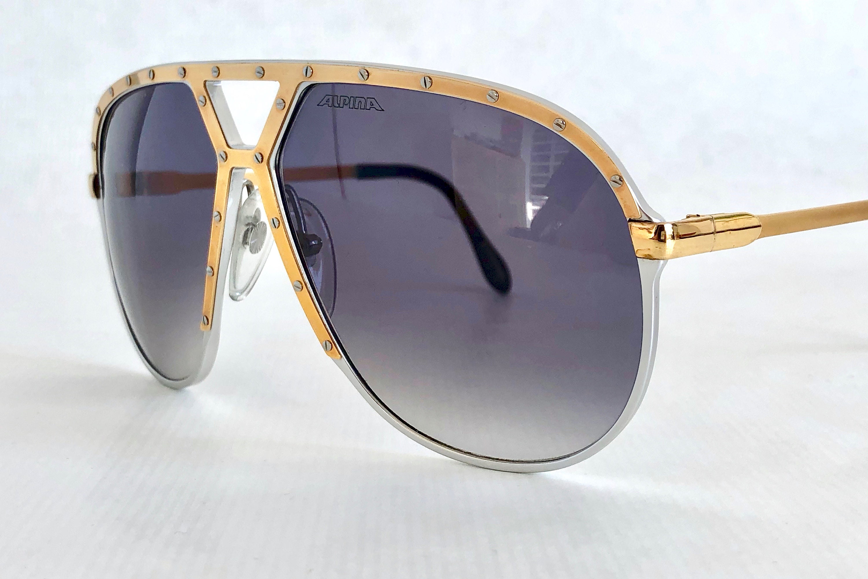 Alpina M1 Silver 24K Gold Vintage Sunglasses – Made in West Germany ...