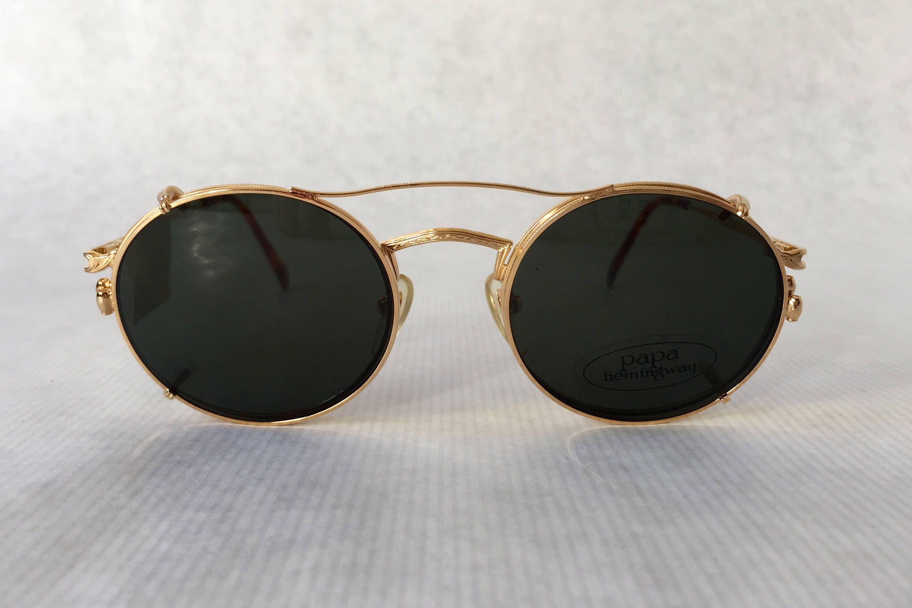 Papa Hemingway 17-3113 Clip-On 18K Gold Vintage Sunglasses