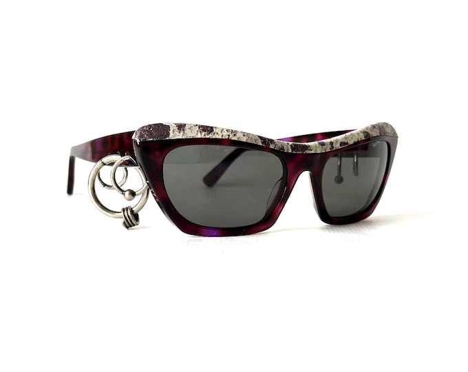 Vintage Acne Studios Sunglasses with Earrings and Snake Skin Made in France in 2004