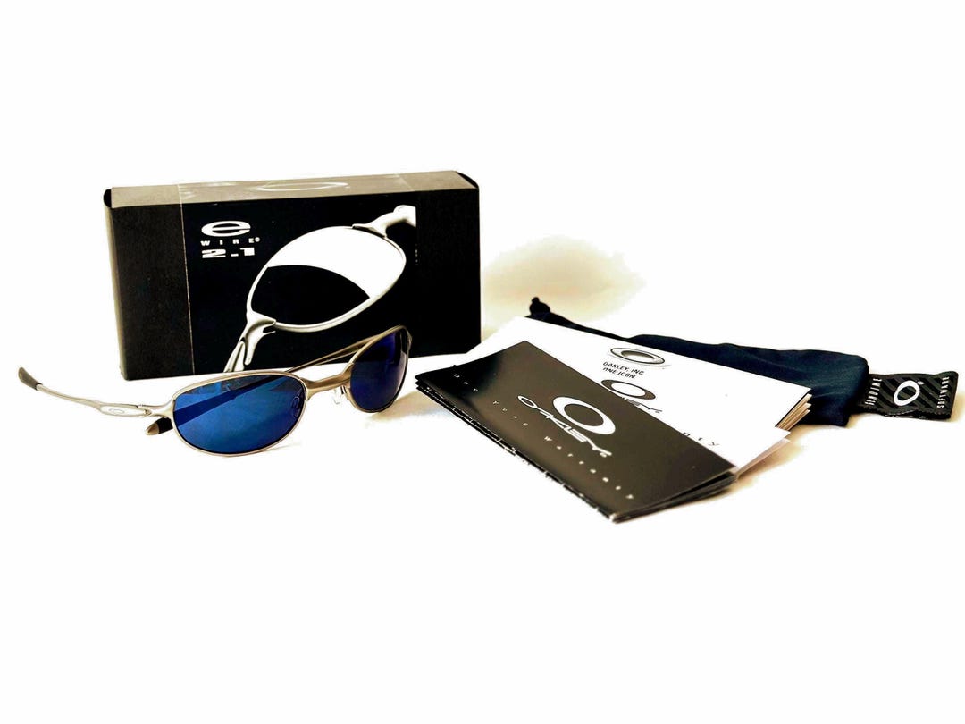 Vintage Oakley E Wire 2.1 Sunglasses: Light Ice Iridium, USA Made