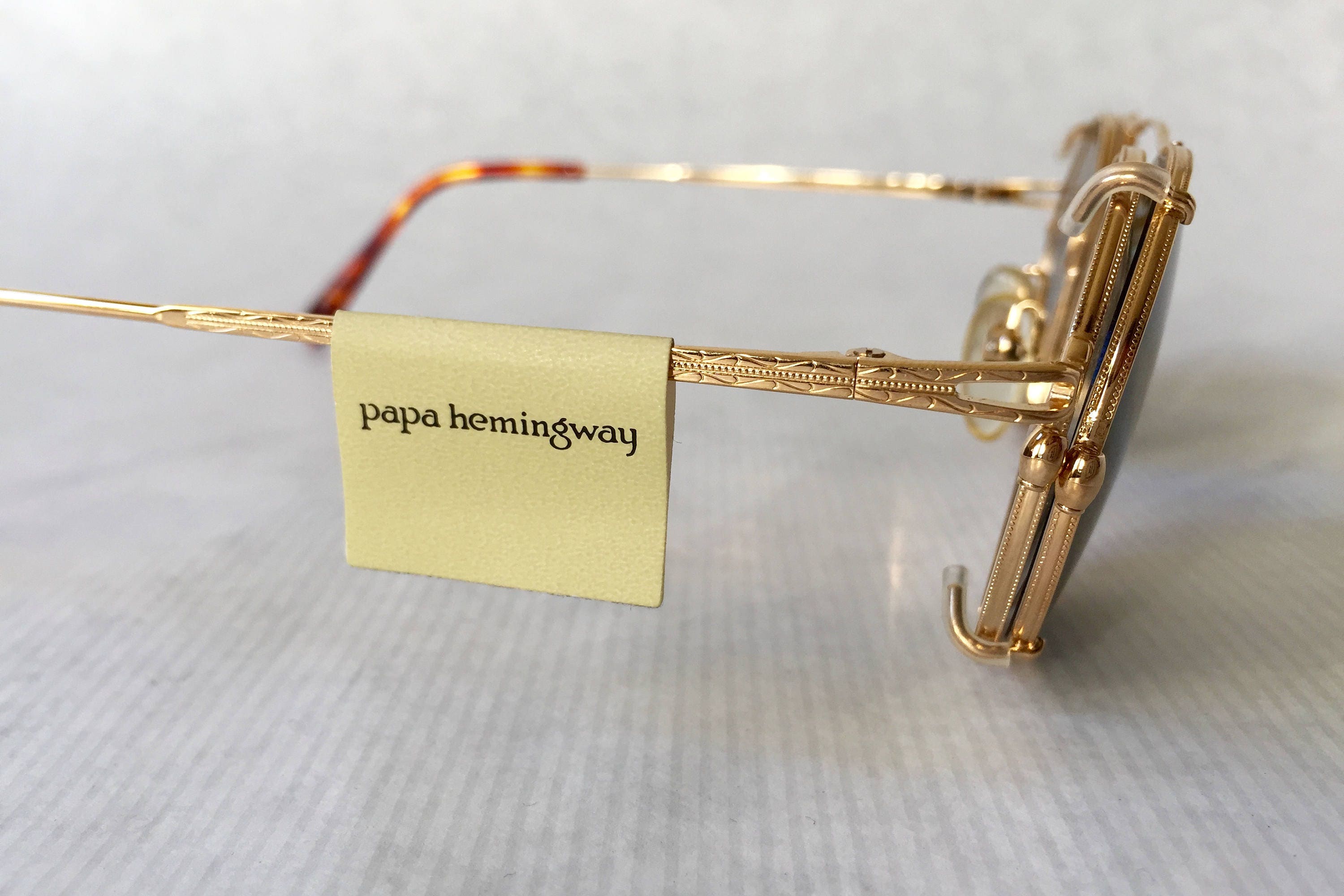 Papa Hemingway 17-3113 Clip-On 18K Gold Vintage Sunglasses New Old