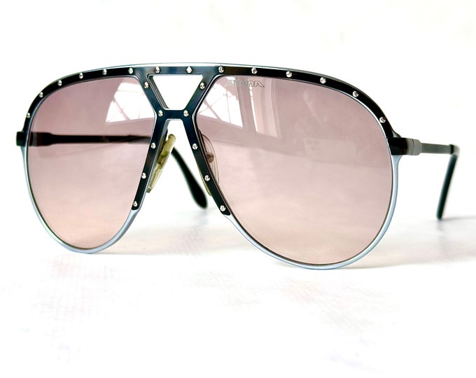 Vintage Alpina M1 Silver Black Sunglasses 24K Gold Full Set New Old Stock Made in West Germany in the 1980s