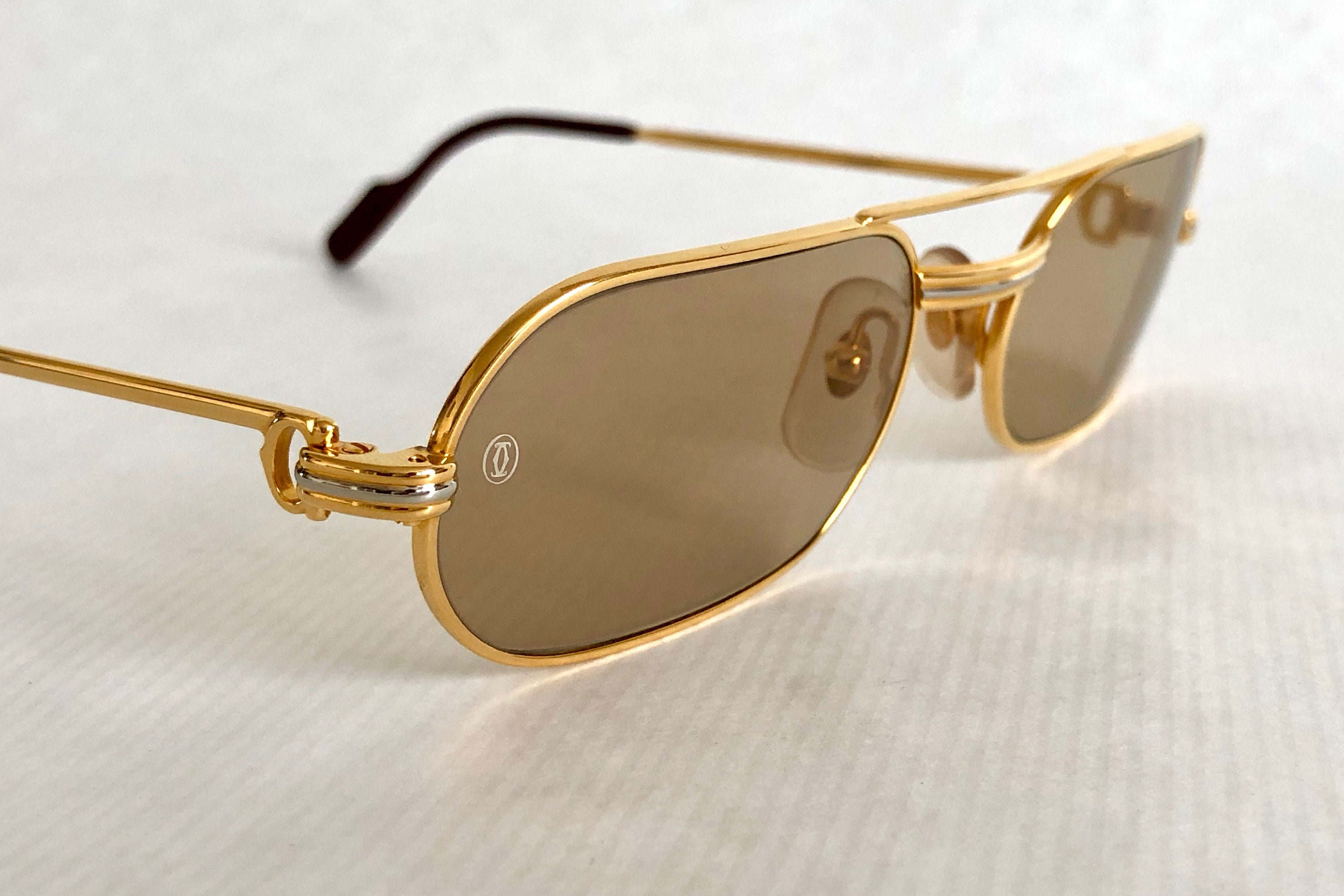 Cartier Must Louis Cartier 22k Gold Vintage Sunglasses Full Set New Old Stock