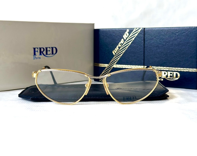 Vintage Fred Force 10 Alizé 22k Gold Sunglasses Full Set New Old Stock Made in France in 1989