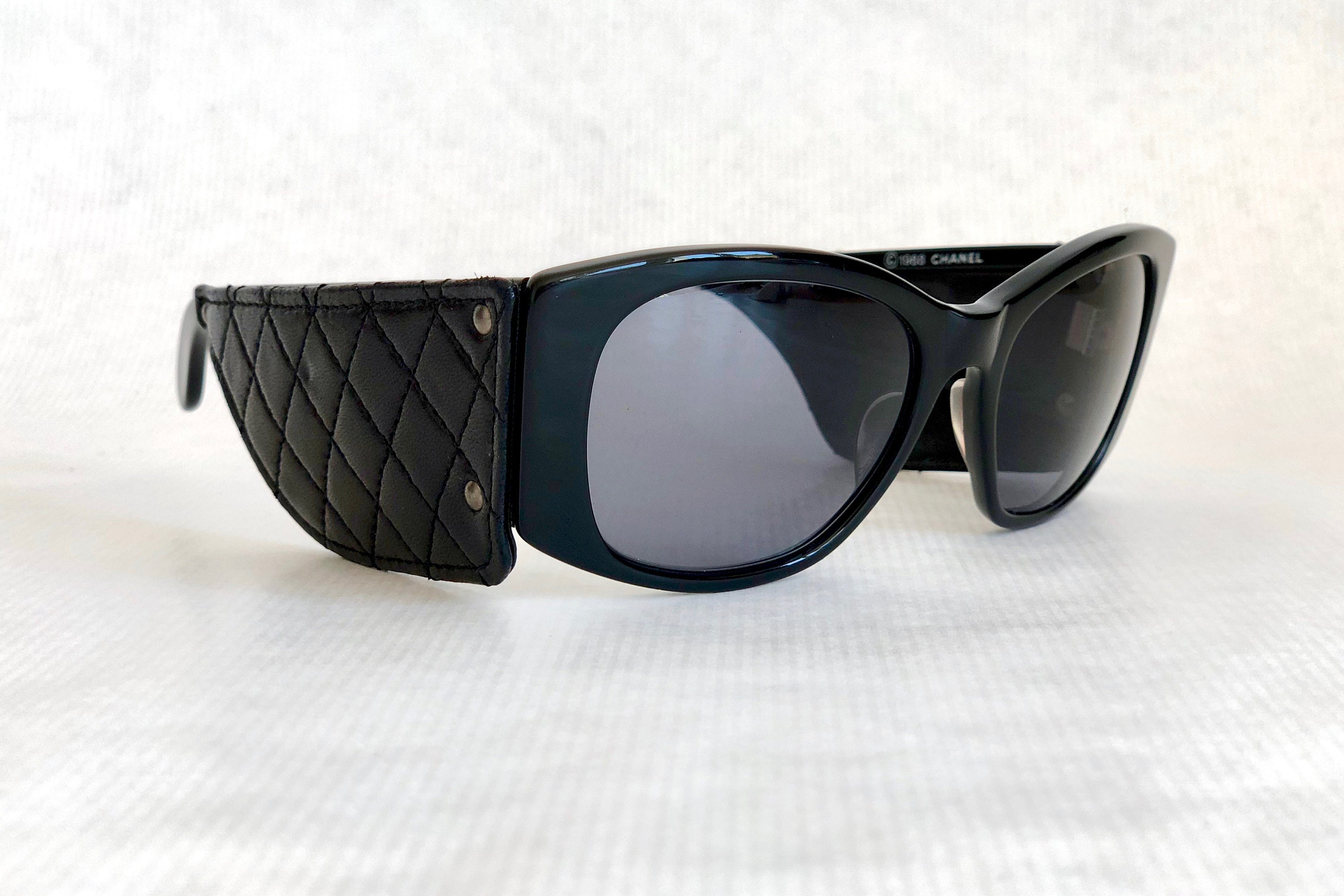 CHANEL Quilted Leather Vintage Sunglasses New Old Stock including Case