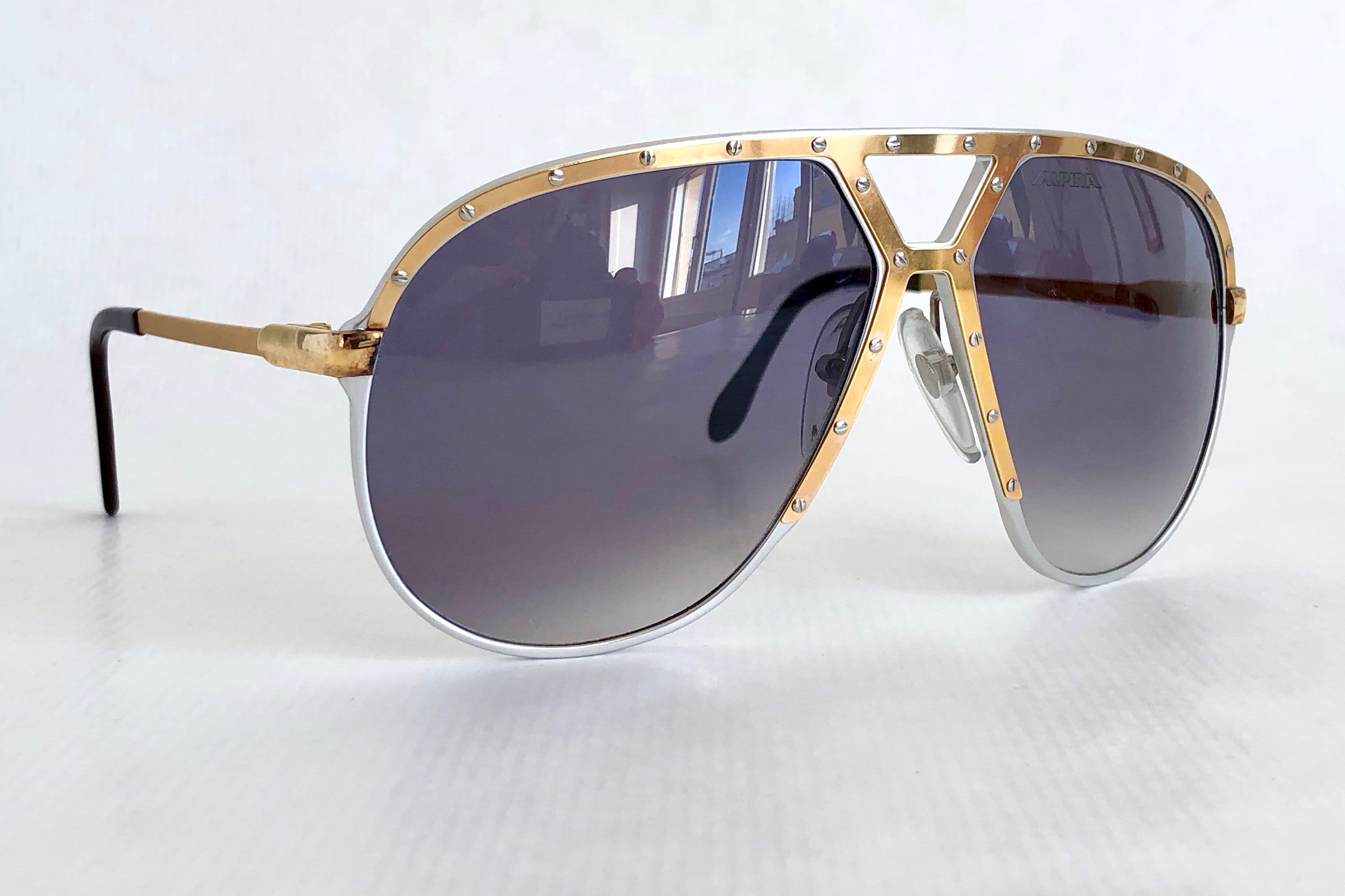 Alpina M1 Silver 24K Gold Vintage Sunglasses – Made in West Germany ...