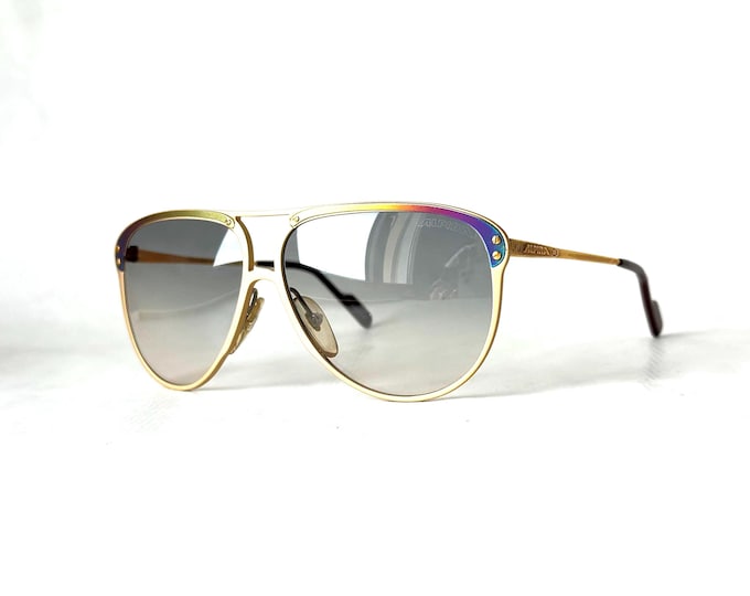 Vintage Alpina M3 Titanium Sunglasses: Gold Frame, Rainbow Plate, 1980s West Germany
