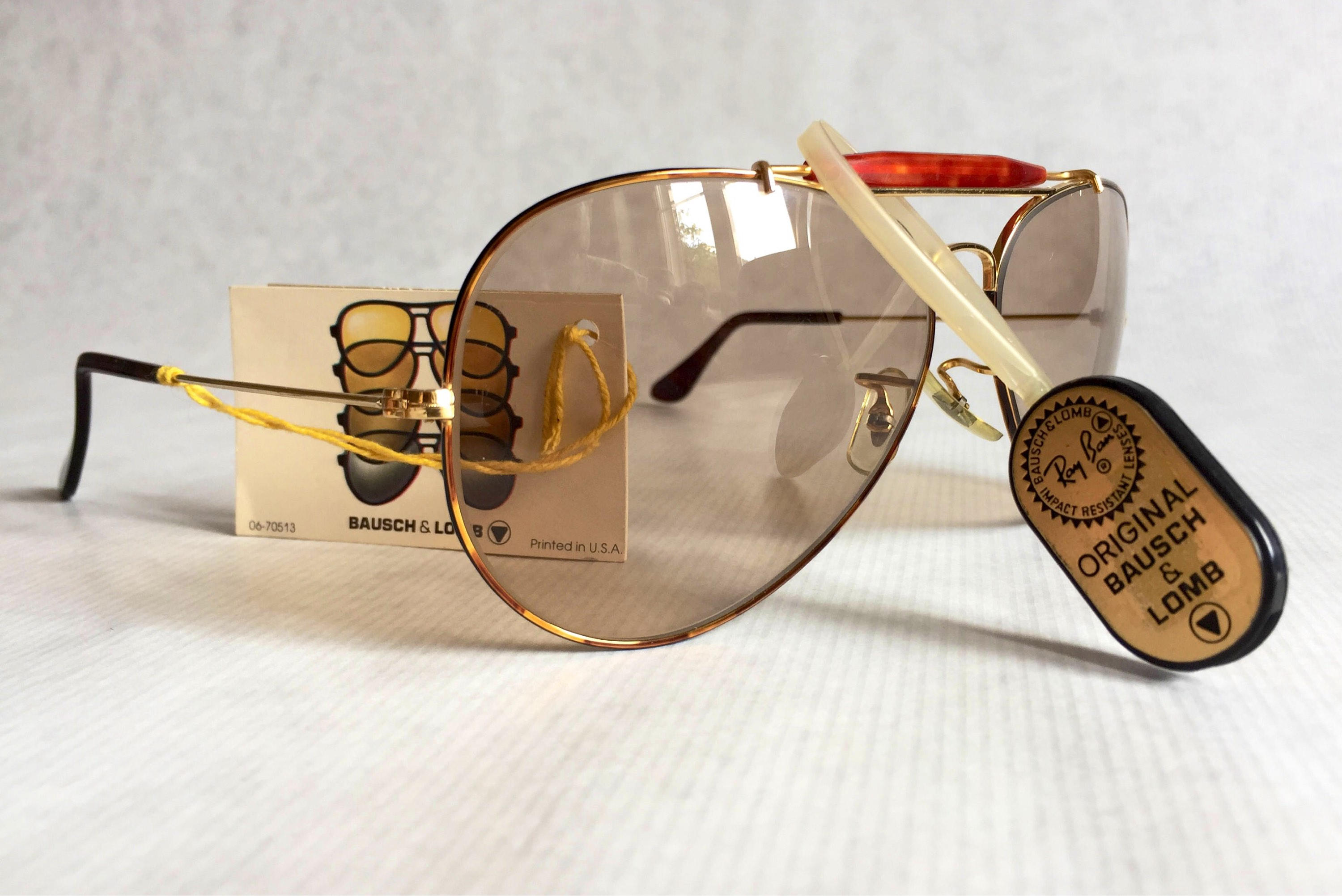 RayBan Outdoorsman Tortuga Ambermatic™ by Bausch & Lomb Vintage Sunglasses NOS Full Set