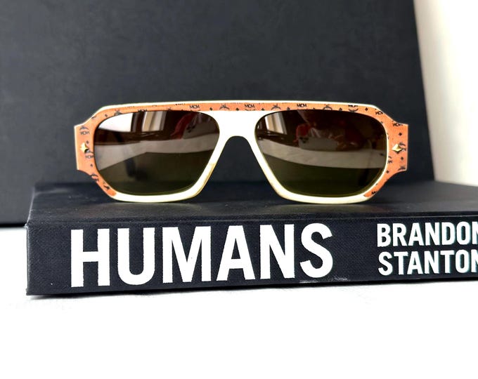 MCM Sonnenbrille Buffalo Horn Cognac Visetos Ledertasche West Germany 1980er Jahre