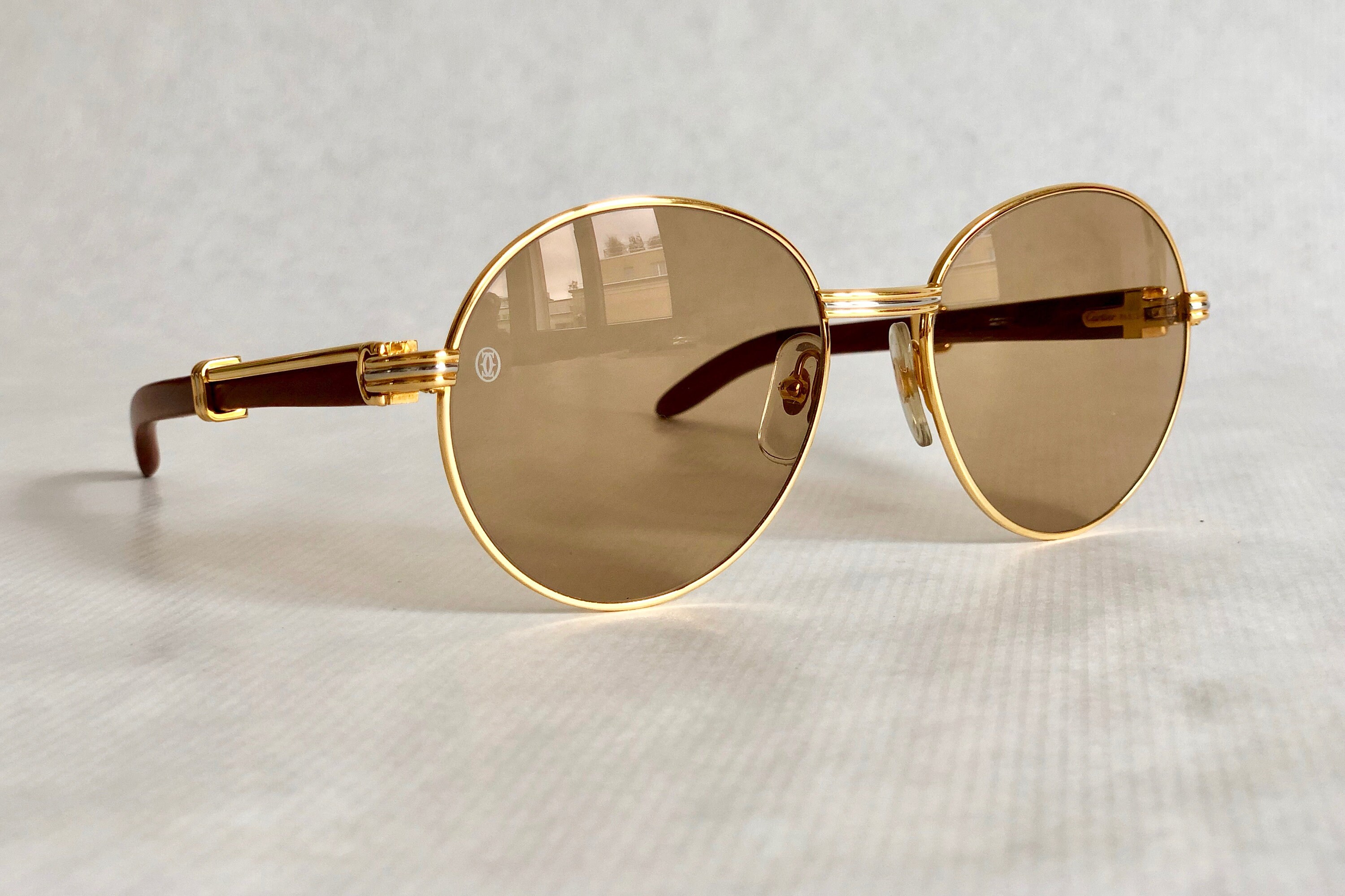 Cartier Bagatelle 22k Gold Vintage Sunglasses – Precious Wood – New Old ...