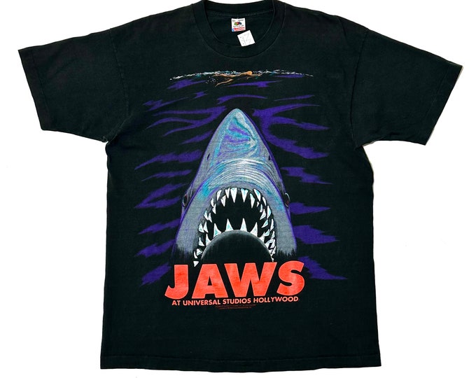 Vintage Jaws T-Shirt Single Stitch Universal Studios Hollywood Fruit of the Loom Size XL Made in USA in 1991