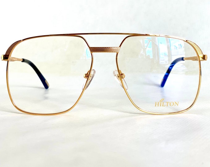 Hilton 24K Gold Plated Class 010 Vintage Eyeglasses – New Old Stock – Made in Italy – Including Case