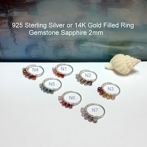 14g 16g 18g 20g 22g 24g Gemstone Sapphire 2mm Helix Piercing-Gold Cartilage Ring-Silver Conch Hoop-7-16mmInner Diameter-September's Birthday