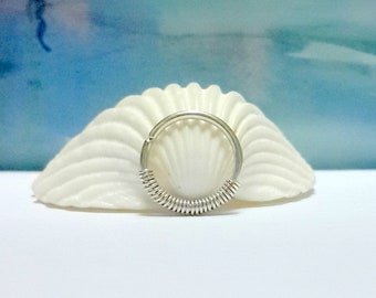 925 Sterling Silver Septum Ring: 16G-22G Wire Wrapped Hoop, Gift