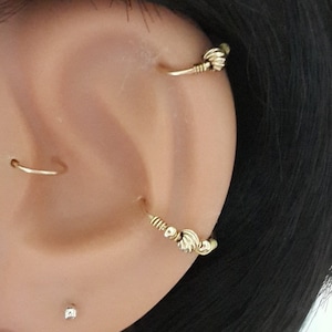 Gold beads conch earring,gold filled hoop earring, conch hoop, conch piercing, gold earring conch, conch ring, conch jewelry