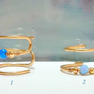 16G 18G 20G Gold Triple or Double Ear Cuffs,Opal Ear Cuff,Silver Ear Cuff,Non Pierced,Fake Piercing,Cartilage Cuf-Handmade,OctoberBirthstone