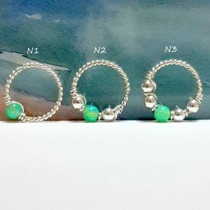 SALE-16g 18g 20g  Sterling Silver Twisted Fire Opal Helix Hoop,Tragus Hoops,Cartilage Piercing,Nose,Rook,Conch Ring,Diamond Cut Helix Hoop