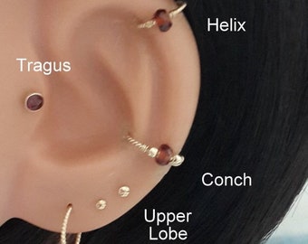 Garnet 14K Gold Filled Twisted Hoop: Conch, Tragus, Septum Ring