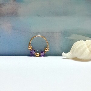 24g Natural Amethyst Daith Earring 14K Solid Gold Onyx Helix Hoop,16g Conch Ring,Nose,Septum,GarnetTragus Hoop,24g 22g 20g,18g16g,SummerSale