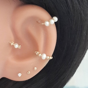 Pearl Cartilage Earring Helix Hoop Tragus Nose-Daith-Lobe Ring Wedding Lyrics Gift-Tiny Hoop-22g 20g 18g 16g-Cyber Week Sales image 1