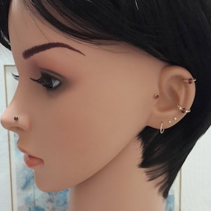 Garnet 14K Yellow Gold Filled  22g 20g 18g 16g Twisted  Helix Hoop,Tragus,Septum,Nose Ring,Twisted Ring,Handcrafted,Gifts, Cyber Week Sales
