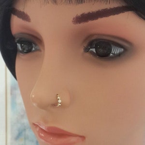Nose Hoop, 14K Solid Gold Fire Opal 2mm Hoop, Nose Jewelry, Tiny Nostril Hoop ,Tragus Hoop,20G 22G 24G, October's Birthstone, Holidays Gift
