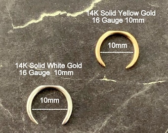 14K Gold Horseshoe Septum Ring: White, Yellow, Rose Gold (14g-18g)
